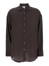 P.a.r.o.s.h Dark Brown Shirt With Pointed Collar And Long Sleeves In Brown