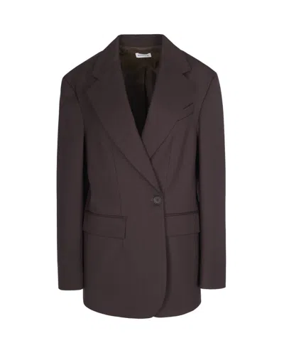 P.A.R.O.S.H DARK BROWN SINGLE-BREASTED BLAZER