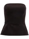 P.a.r.o.s.h Dark Brown Solid Strapless Top In Dark Brown