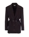 P.a.r.o.s.h Double Breasted Belted Tailoring Jacket Nylon Silk In Brown