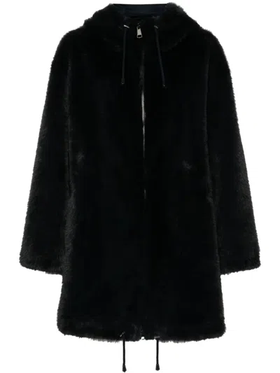 P.A.R.O.S.H DARK GREY FAUX-FUR DESIGN PATHOS COAT