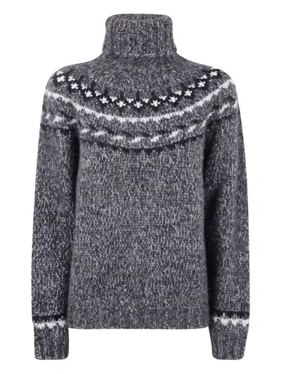 P.A.R.O.S.H DARK GREY HIGH NECK WOOL SWEATER