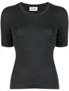 P.a.r.o.s.h . Leila Ribbed-knit Wool Top In Dark Grey
