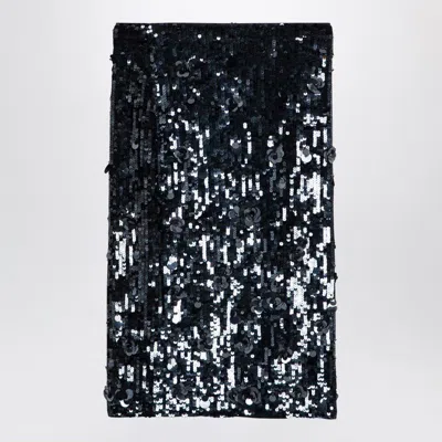 P.A.R.O.S.H PAROSH  DARK GREY MIDI SKIRT WITH MICRO SEQUINS