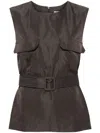 P.a.r.o.s.h Pesca Sleeveless Belted Top In Dark Grey