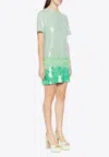 P.a.r.o.s.h Degrade Sequined Mini Dress In Green