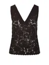 P.a.r.o.s.h Crochet V-neck Sleeveless Top Scalloped Hem In Brown