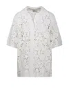 P.a.r.o.s.h Floral Lace Ribbed Collar Short Sleeve Top