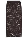 P.a.r.o.s.h Delicate Lace Midi Skirt With Floral Patterns In Brown
