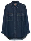 P.a.r.o.s.h Long-sleeved Denim Coat In Blue