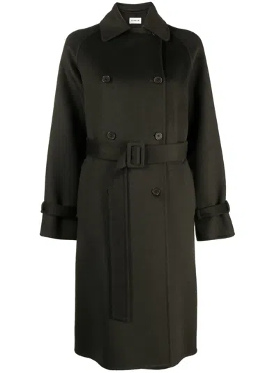 P.a.r.o.s.h Double-breasted Belted Coat In Green