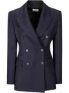 P.a.r.o.s.h Raisa25 Double-breasted Blazer With Notched Lapels In 蓝色