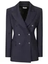 P.a.r.o.s.h Raisa25 Double-breasted Blazer With Notched Lapels In Blue