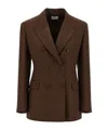 P.a.r.o.s.h Double Breasted Blazer Structured Shoulders In Brown