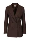 P.a.r.o.s.h Peak-lapel Double-breasted Blazer In Brown
