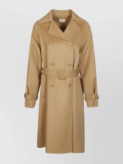 P.a.r.o.s.h Double-breasted Coat Belted Pockets In Brown