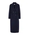 P.a.r.o.s.h Long Blue Double-breasted Coat With Ribbed Revers In Black