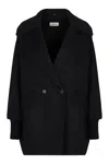 P.a.r.o.s.h Double-breasted Coat In Wool In Black