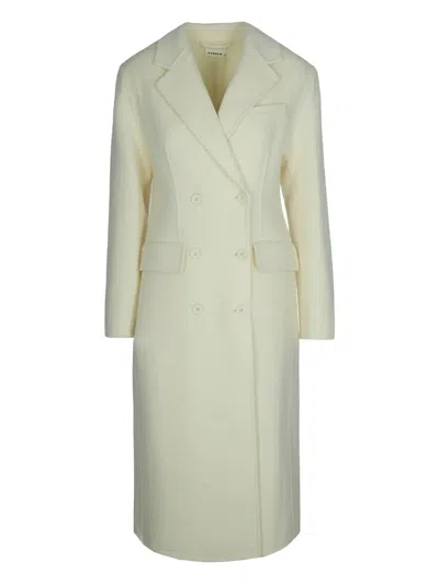 P.a.r.o.s.h Butter Double-breasted Coat In White