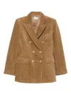 P.a.r.o.s.h Ribbed Velvet Double-breasted Blazer In Brown