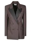 P.a.r.o.s.h Double-breasted Gabardine Over Jacket With Satin Collar In Brown