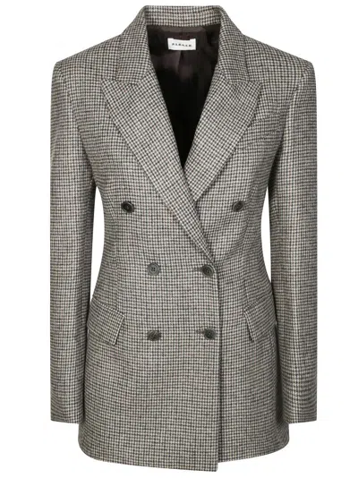 P.a.r.o.s.h Double-breasted Houndstooth Jacket With Structured Silhouette In Gray