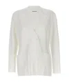 Shop P.a.r.o.s.h Double-breasted Knitted Blazer In White