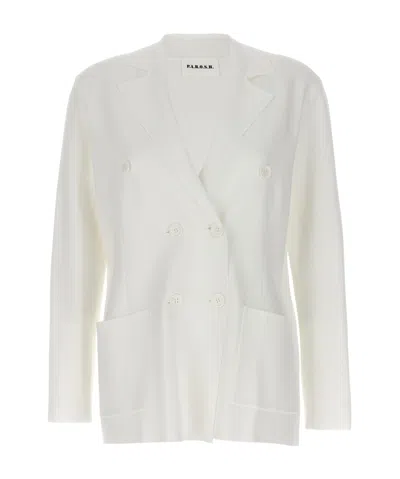 P.a.r.o.s.h Double-breasted Knitted Blazer In Cream