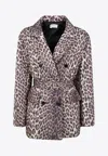 P.a.r.o.s.h Double-breasted Leopard Print Belted Jacket In Multi