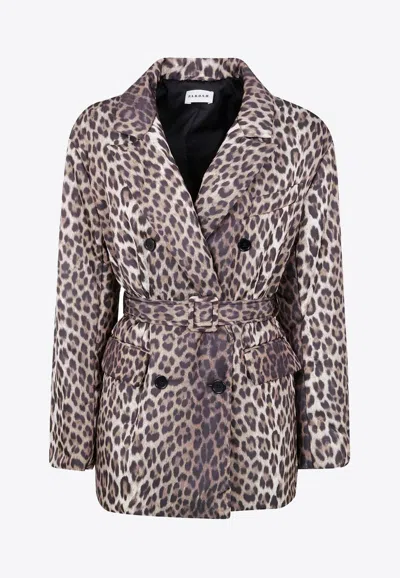 P.A.R.O.S.H DOUBLE-BREASTED LEOPARD PRINT BELTED JACKET