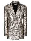 P.a.r.o.s.h Double-breasted Leopard Print Blazer With Textured Finish In Multi