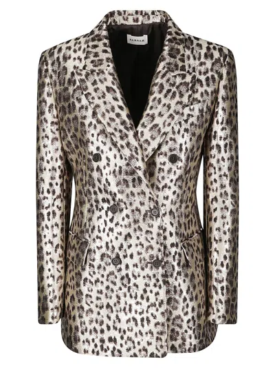 P.A.R.O.S.H DOUBLE-BREASTED LEOPARD PRINT BLAZER WITH TEXTURED FINISH