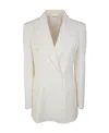 P.a.r.o.s.h Double-breasted Linen-blend Blazer In White