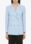 P.a.r.o.s.h Parosh Raisa24 Linen Blazer In Pastel Blue In Light Blue