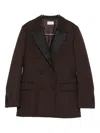 P.a.r.o.s.h Double-breasted Satin-lapel Blazer In Brown