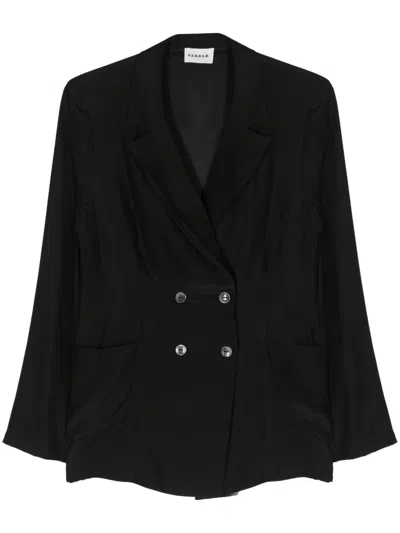 P.a.r.o.s.h Double-breasted Silk Blazer In Black