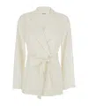 P.a.r.o.s.h White Double-breasted Jacket With Notched Revers And Front Belt Closure In Tech Fabric Woman In Neutral