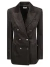 P.a.r.o.s.h Double-breasted Tailored Blazer With Gold Buttons In Brown