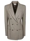 P.a.r.o.s.h Parosh Double-breasted Tailored Blazer With Sharp Lapels In Gray