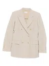 P.a.r.o.s.h Double-breasted Wool Blazer In Neutral
