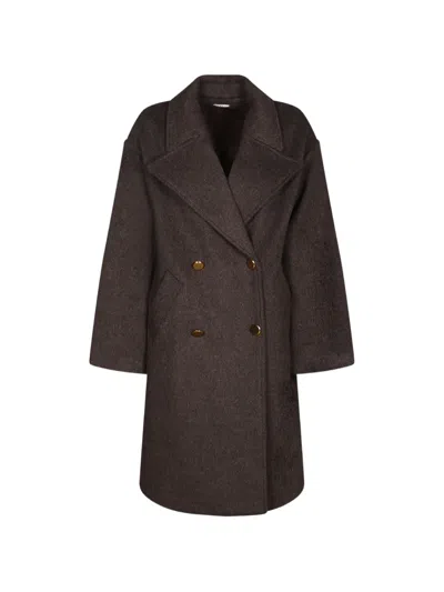 P.a.r.o.s.h Double-breasted Button-fastening Coat In Brown