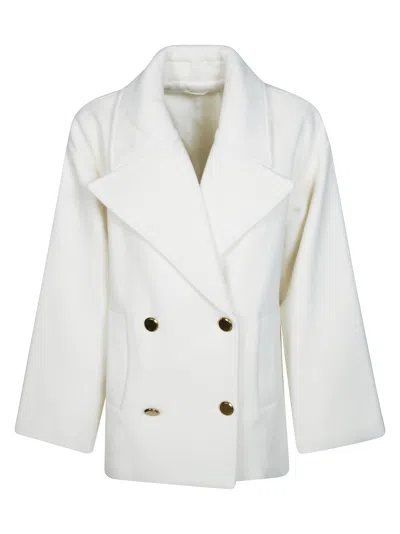 P.a.r.o.s.h Parosh Double-breasted Caban Coat For Women In Bianco