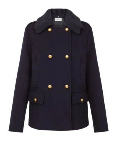 P.a.r.o.s.h Double-breasted Gold-button Peacoat In Blue