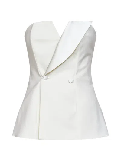 P.a.r.o.s.h Double-breasted Strapless Top In White