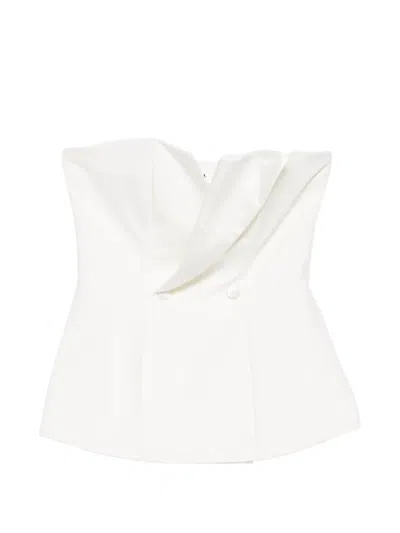 P.a.r.o.s.h Double-breasted Strapless Top In White