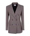P.a.r.o.s.h Check-pattern Double-breasted Blazer In Gray