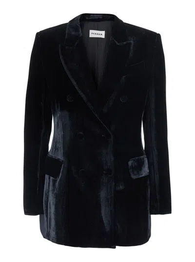P.a.r.o.s.h . Double-breasted Velvet Blazer In Black