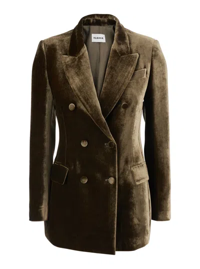 P.a.r.o.s.h . Double-breasted Velvet Blazer In Brown