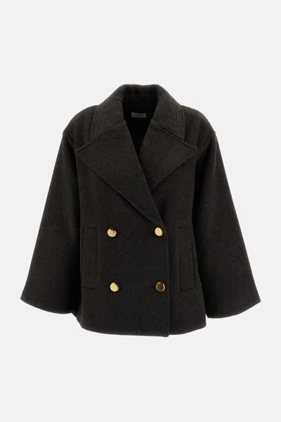 P.a.r.o.s.h Double-breasted Wool Coat In Brown