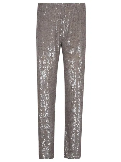 P.A.R.O.S.H DOVE GRAY SEQUIN TROUSERS
